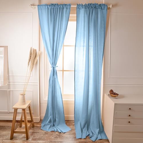 D'Moksha Homes Linen Curtain 108 Inches Long - Black Curtain 52 x 108 Inch 1 Panel - Light Filtering Rod Pocket Curtain - 100% Pure Linen European Flax Window Curtain Panel for Bedroom, Living Room
