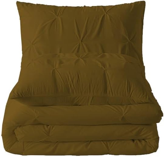 Premium Quality - King/California King Size (94" x 104") Inches, 3Pcs Pinch Pleated Comforter Set, 400GSM 100% Egyptian Cotton 800 Thread Count - Chocolate Solid
