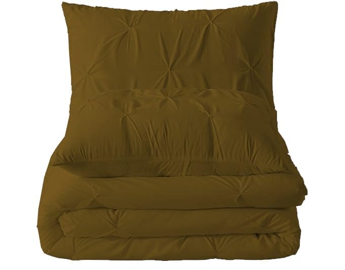 Premium Quality - King/California King Size (94" x 104") Inches, 3Pcs Pinch Pleated Comforter Set, 400GSM 100% Egyptian Cotton 800 Thread Count - Chocolate Solid