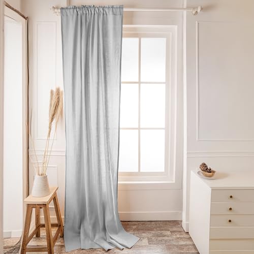 D'Moksha Homes Linen Curtain 108 Inches Long - Black Curtain 52 x 108 Inch 1 Panel - Light Filtering Rod Pocket Curtain - 100% Pure Linen European Flax Window Curtain Panel for Bedroom, Living Room