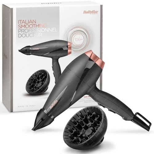 Babyliss Smooth Pro 2100W Professional Hair Dryer For Men & Women Salon Ionic Hairdryer with Powerful Blow Dryer, Curly & Straight Hair - 6709U Black