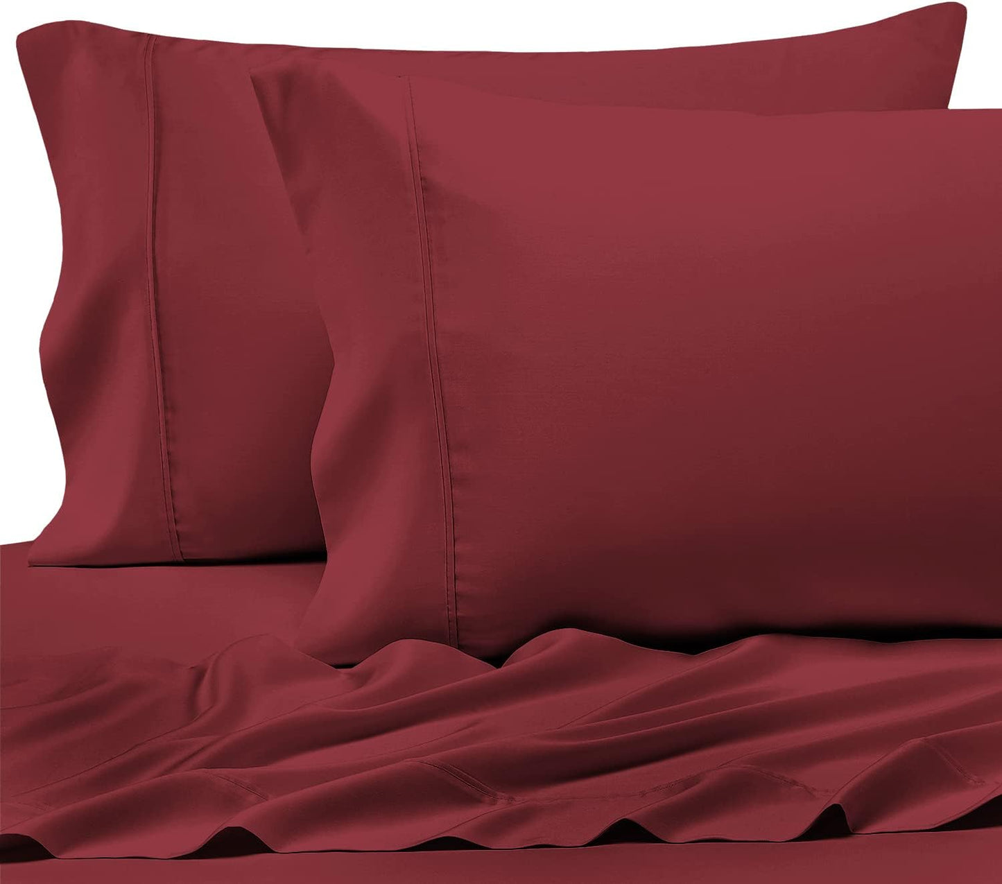 Pizuna Pure 100% Cotton Pillow Cases Queen Size Set of 2 Rio Red, Luxurious 400 Thread Count Long Staple Cotton Sateen with Envelope Closure (Combed Rio Red Cotton Pillow Cases Queen)