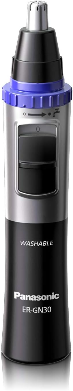 Panasonic ER-GN30-K Nose, Ear n Facial Hair Trimmer Wet/Dry with Vortex Cleaning System, Black