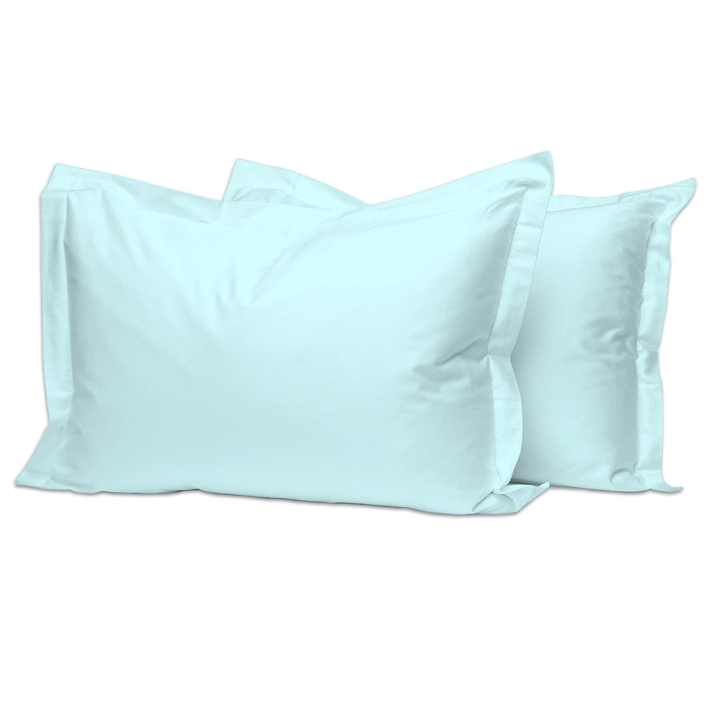 Pizuna Pure 100% Cotton Pillow Shams King Size Set of 2 Baby Blue, Luxurious 400 Thread Count Long Staple Cotton Sateen with Envelope Closure (Combed Baby Blue Cotton Pillow Shams King)