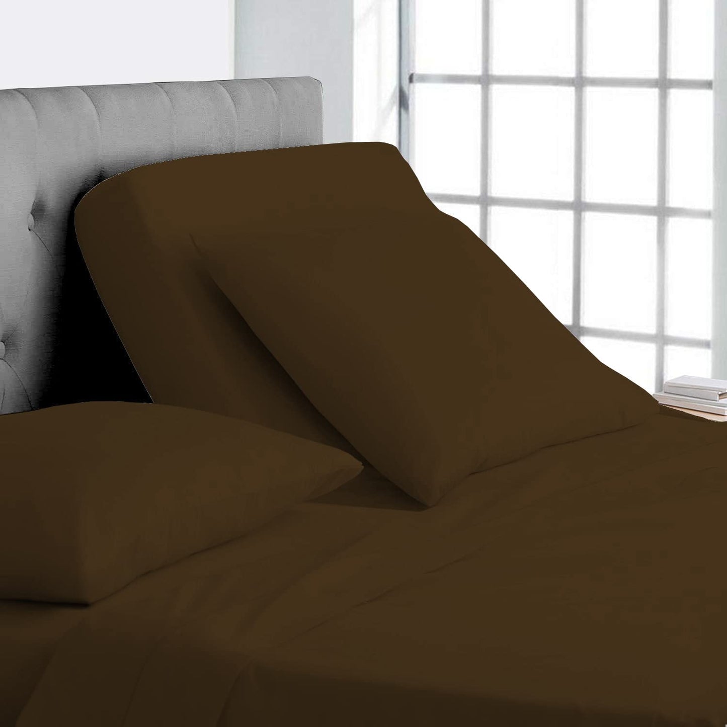 Split Top California King Sheets Split Head California King Sheets Sets for Adjustable Beds- 100% Egyptian Cotton 800TC Split Head Flex Top 18" Deep Pocket - 32" Top Split Cal-King, Light Blue Solid