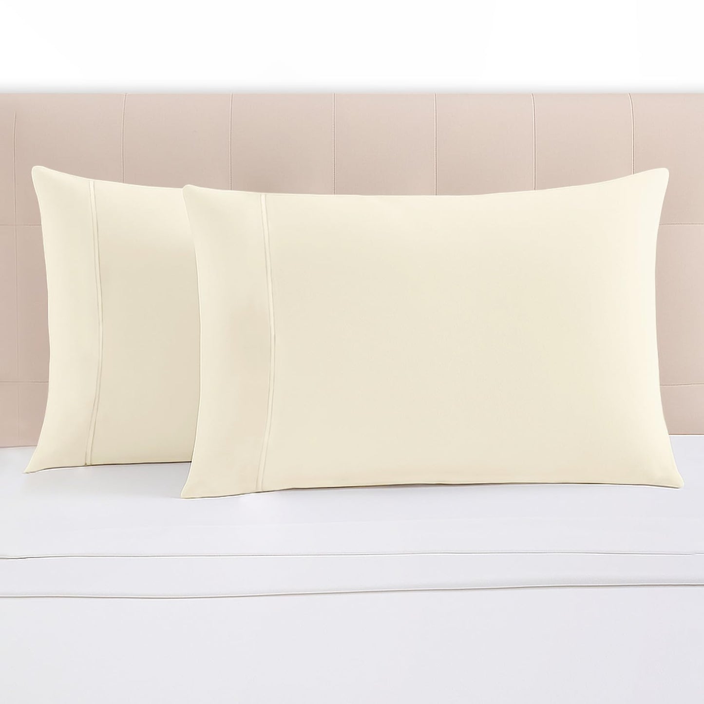 Pizuna 100% Luxury Cotton King Size Pillow Case Dark Blue, 1000 Thread Count 100% Long Staple Cotton Sateen Pillowcase, Pillow Covers with Stylish 4" Hem (Combed Cotton King Pillowcase Set of 2)