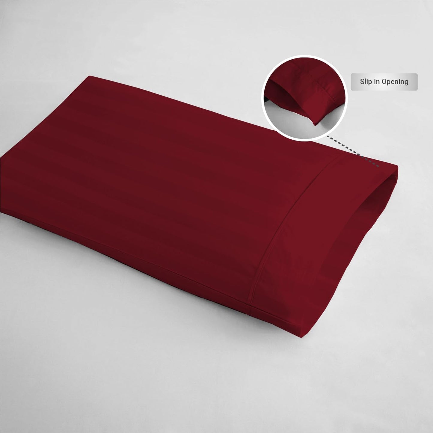 Pizuna 300 Thread Count Cotton King Pillowcases Burgundy, 100% Long Staple Pure Cotton Soft Sateen Pillowcase with Stylish 4 inch Hem, Set of 2 Pillow Covers (Burgundy King 100% Cotton Pillow Cases)