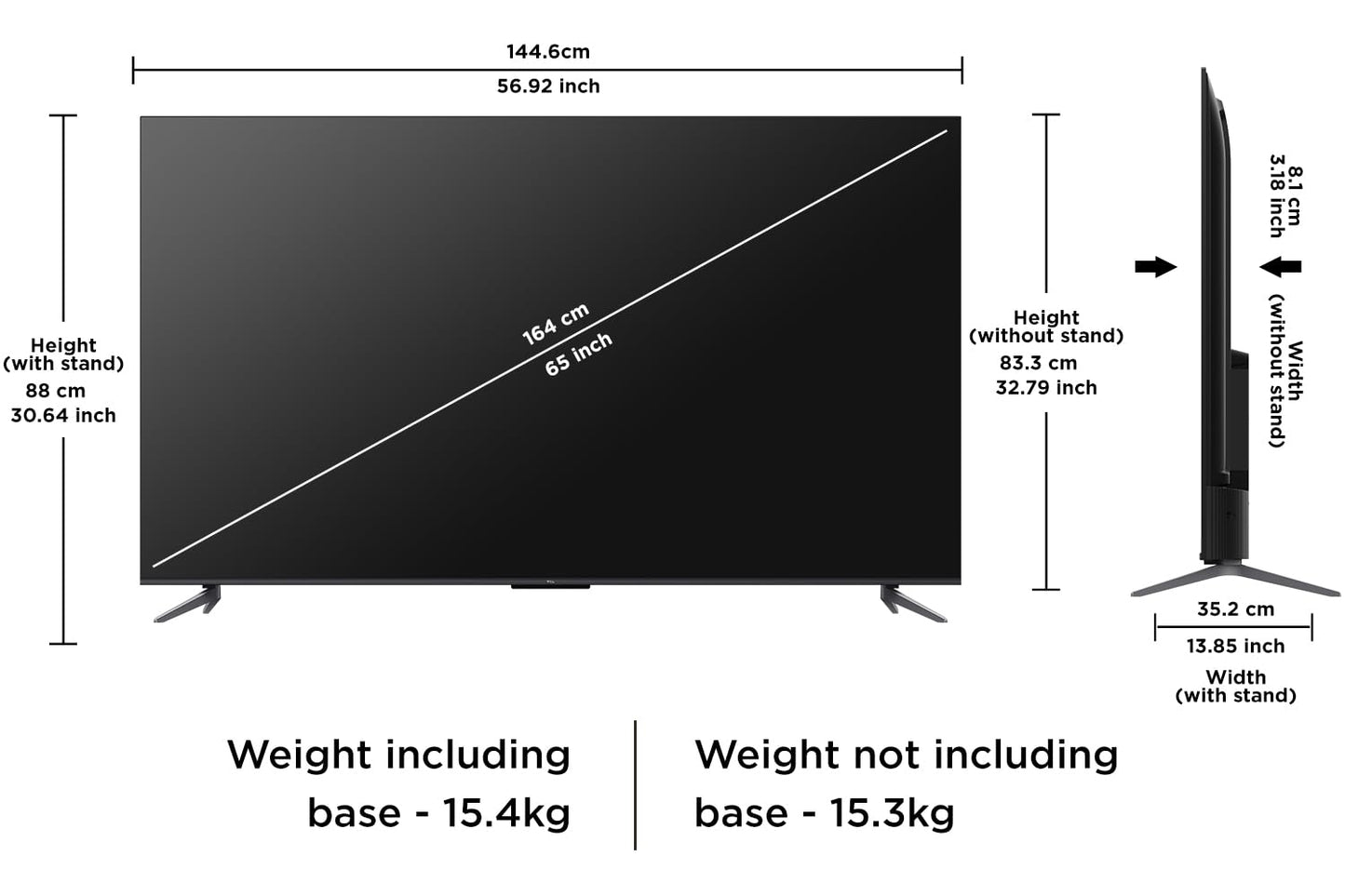 TCL 164 cm (65 inches) 4K Ultra HD Smart QLED Google TV 65C645 (Black)