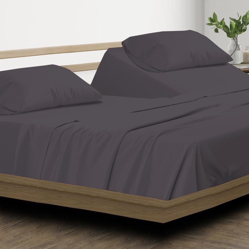 Split Head California King Sheets Sets for Adjustable Beds - 100% Egyptian Cotton 800TC Split Head Flex Top 18" Deep Pocket - 34" Top Split Cal-King, White Solid