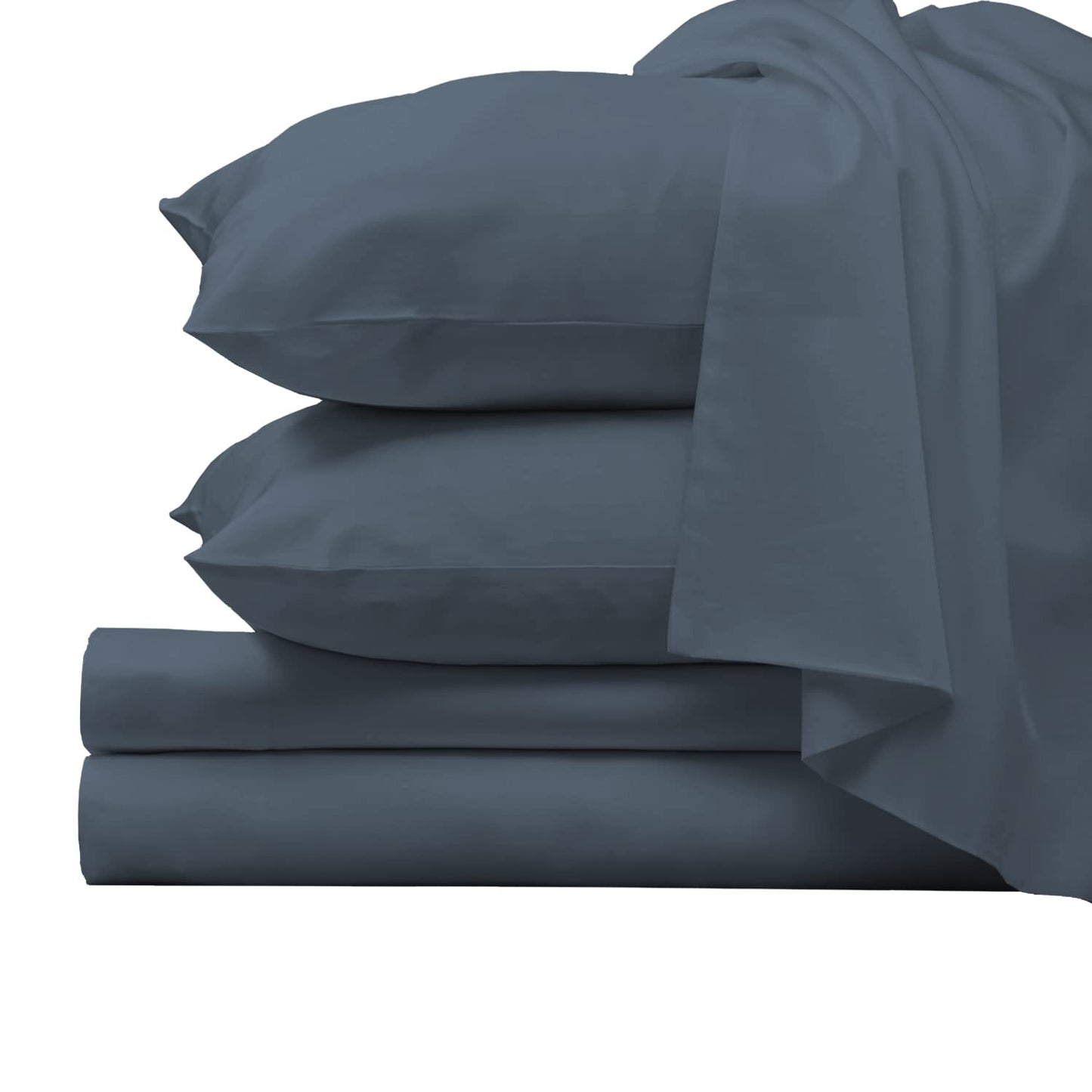 Pizuna Pure 100% Luxury Cotton Full Size Bed Sheets Set Dark Grey, 1000 Thread Count Long Staple Cotton Sateen Thick Sheet & Pillowcase Set, Deep Sheets fits 15" (Combed Cotton Bed Sheets Set)