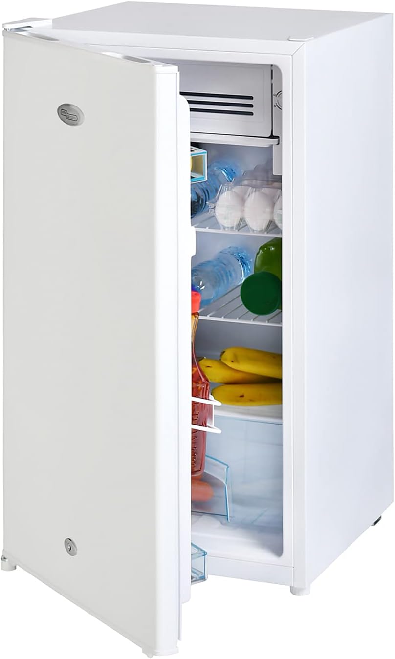 Super General 110 Liter Gross Volume Compact Mini-Refrigerator SGR-131-H, White, Beverage-Fridge with Child Lock, Shelf, Freezer-Box, reversible door, 47.5 x 44.5 x 85 cm