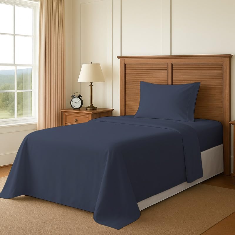 Pizuna Pure 100% Cotton Sheets Split King Size, 600 Thread Count Long Staple Cotton Crisp Sateen Sheets Split King with 15" Deep Pocket (Combed Black Cotton Sheets Split King)