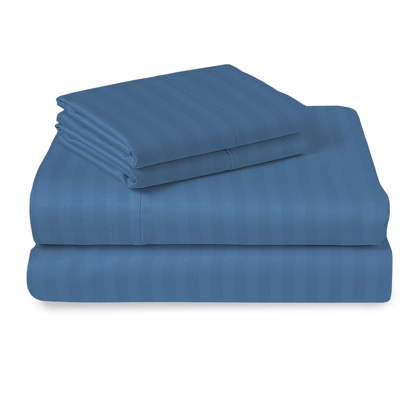 Pizuna Cotton Sheets Twin Size, 300 Thread Count Long Staple Soft Sateen with 15-Inch Deep Pocket (Combed Checks Luxury Red)