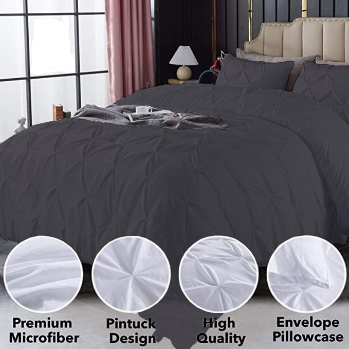 Premium Quality - King/California King Size (94" x 104") Inches, 3Pcs Pinch Pleated Comforter Set, 400GSM 100% Egyptian Cotton 800 Thread Count - Chocolate Solid