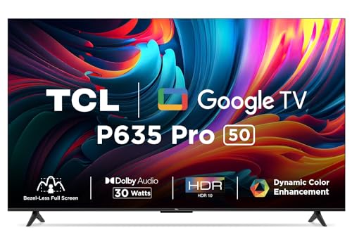 TCL 164 cm (65 inches) Bezel-Less Series 4K Ultra HD Smart LED Google TV 65P635 (Black)