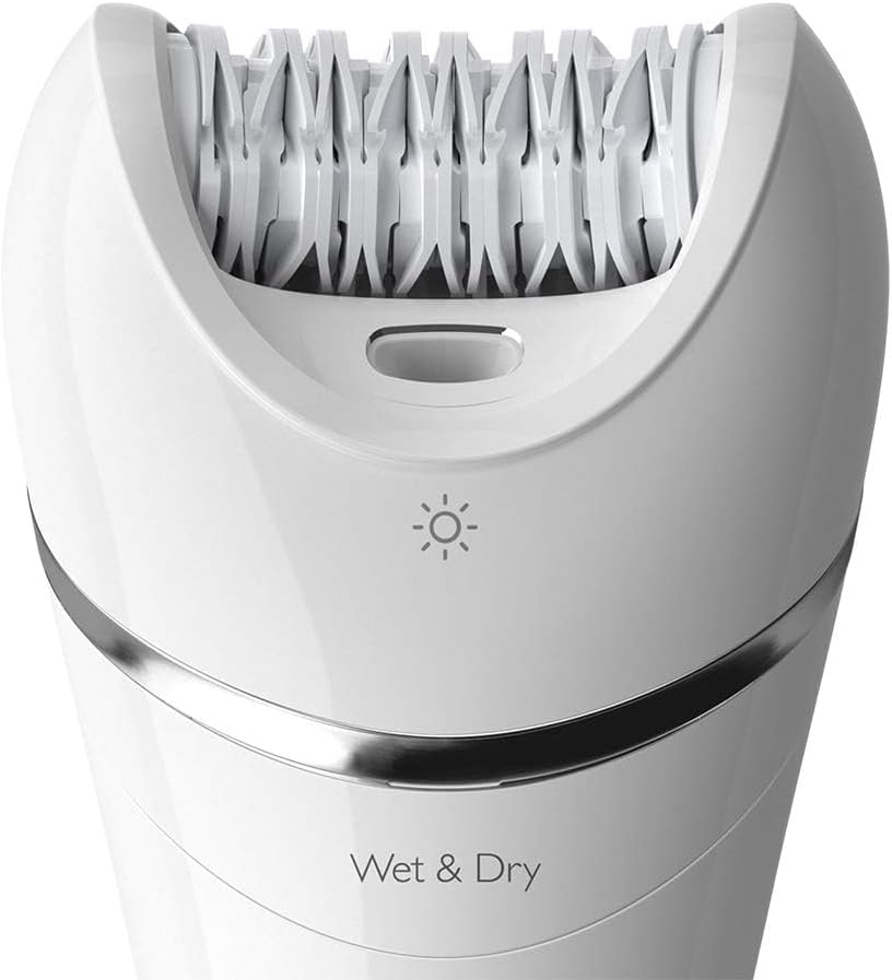 Philips Epilator Series 8000.Wet And Dry Cordless Hair Removal For Legs And Body With 5 Accessories.Shaving Head And Trimming Comb. 3 Pin, Bre71001.