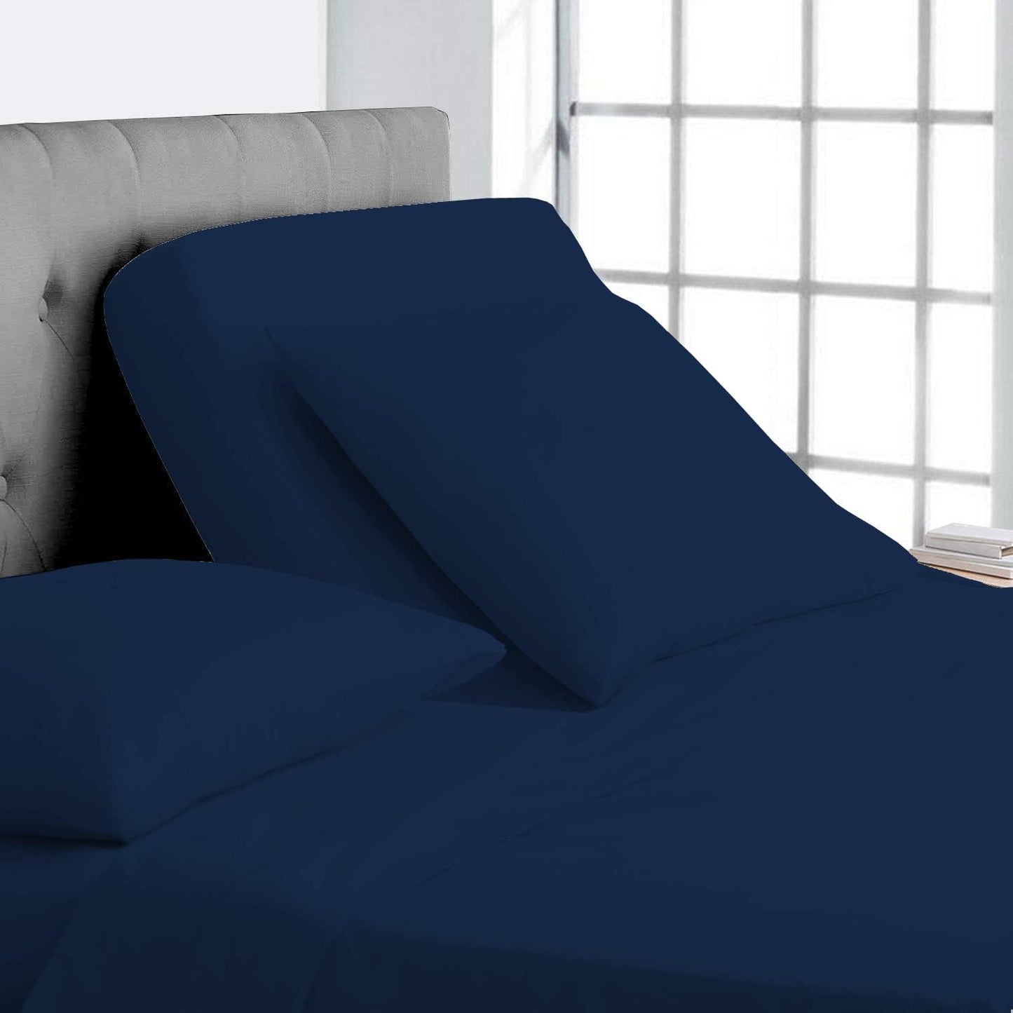 Split Top California King Sheets Split Head California King Sheets Sets for Adjustable Beds- 100% Egyptian Cotton 800TC Split Head Flex Top 18" Deep Pocket - 32" Top Split Cal-King, Light Blue Solid
