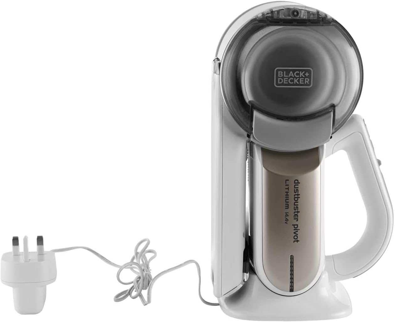 BLACK+DECKER Cordless Handheld Portable Vacuum Cleaner 14.4 V 1.5 Ah Li-Ion Battery 27.5 Air Watts Suction Power Champagne/White PV1420L-B5