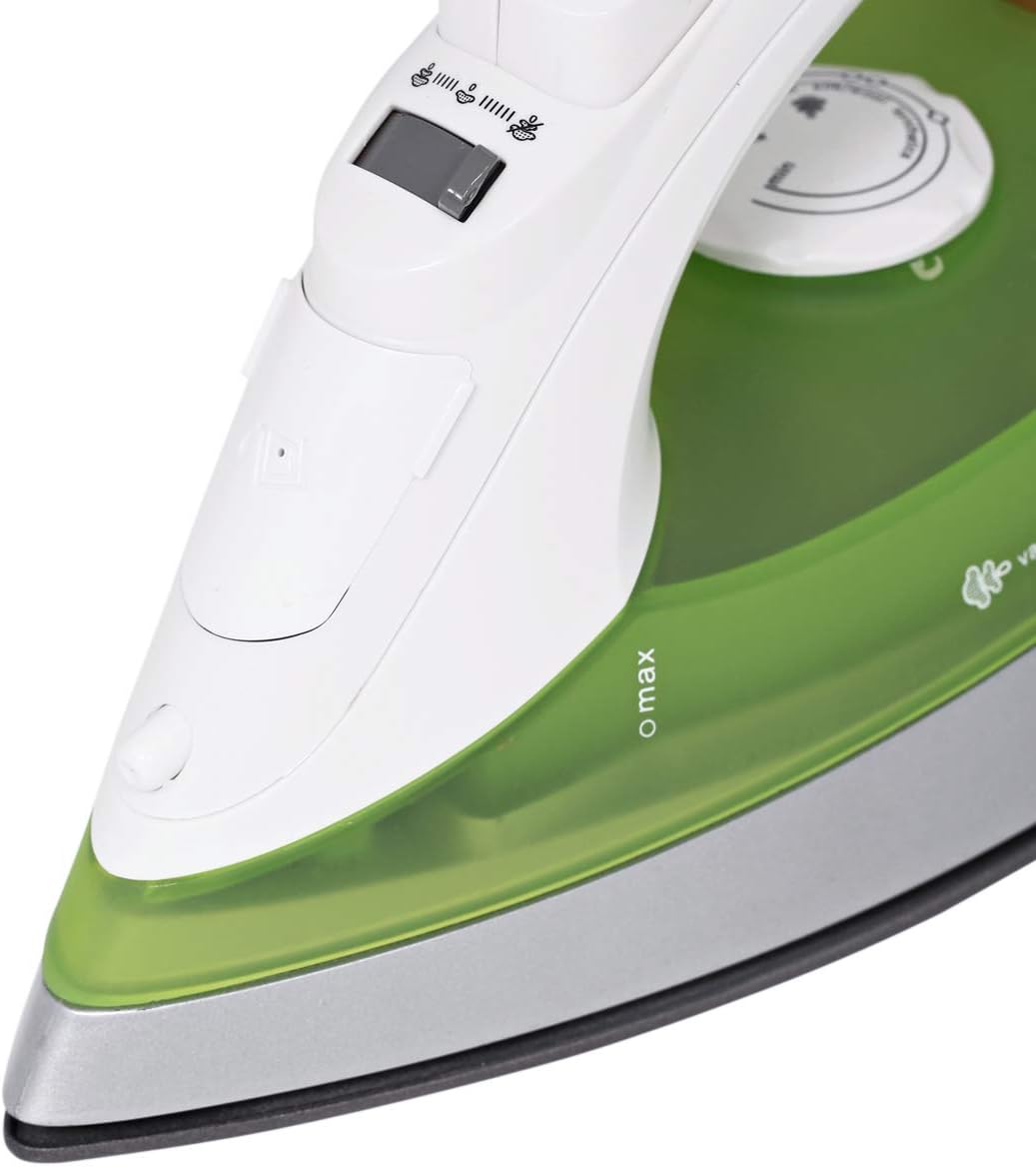 Nobel Variable & Vertical Steam Iron with Cord Length 2mtr, Cloth Seeve Cord, Non Stick Soleplate and Ergonomic Handle Design NSI246 Green With 1 Year Warranty