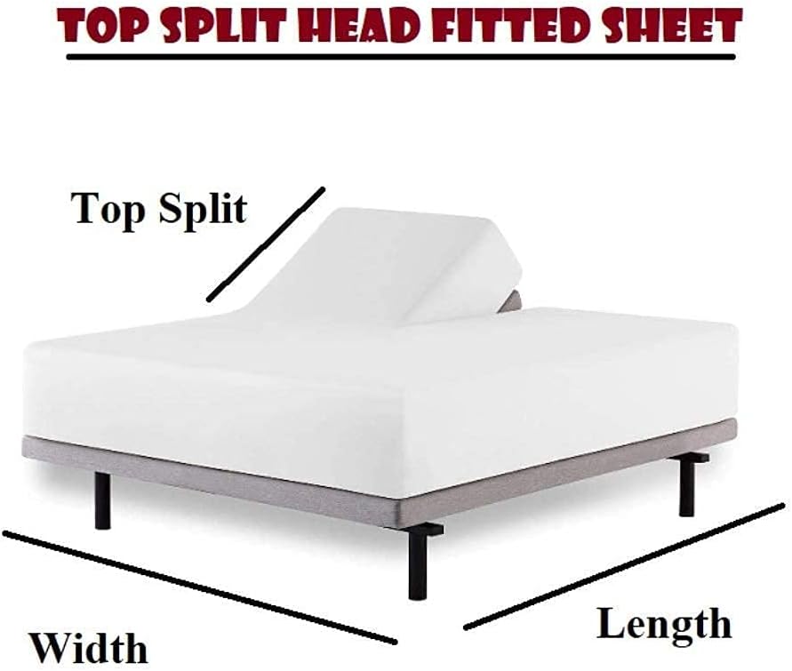 Split Head Flex King Sheets Sets for Adjustable Beds, Top Split King Sheet Set 4 Pcs, 800TC 100% Egyptian Cotton 18" Inch Deep Pocket - Split Down 34 inches from The Top, Navy Blue Stripe