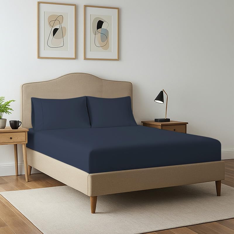 Pizuna Pure 100% Cotton Twin Fitted Sheet Silver, Luxurious 400 Thread Count Long Staple Cotton Sateen 15" Deep Pocket Twin Sheets (Combed Cotton Fitted Sheet)