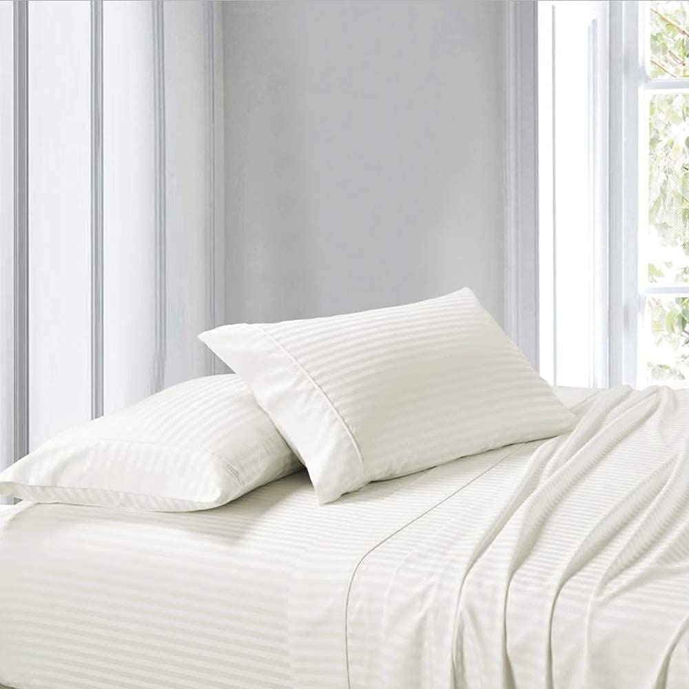 Queen Size Pure Egyptian Cotton Bed Sheets Set, 800 Thread Count Silver Solid (6 PC) Bedding and PillowCases – Egyptian Cotton Sheets Queen Size Bed - Sateen Sheets - 18” Deep Pocket Sheets