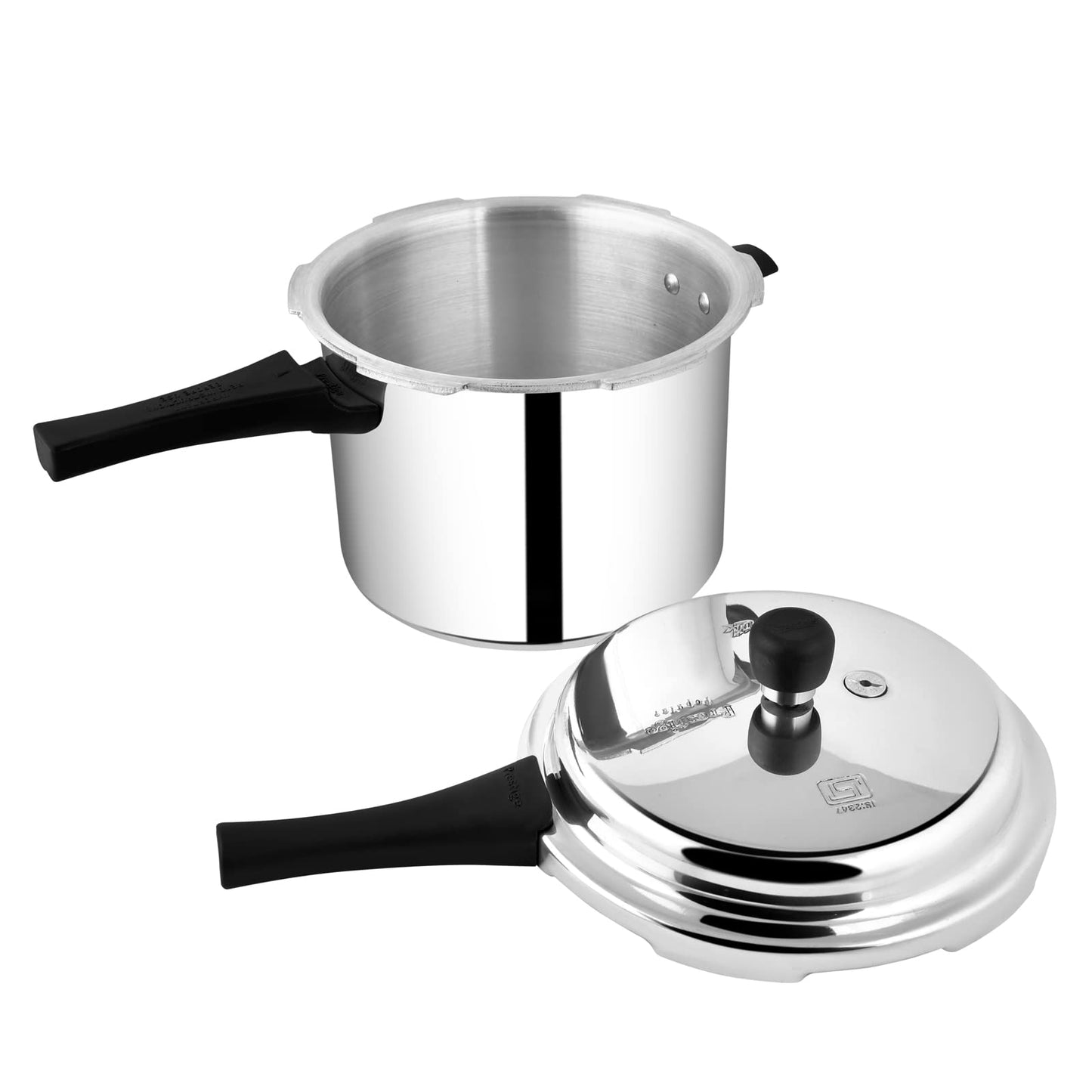 Prestige Popular Pressure Cooker | Aluminium Cooker with Lid 5 Ltr| Silver
