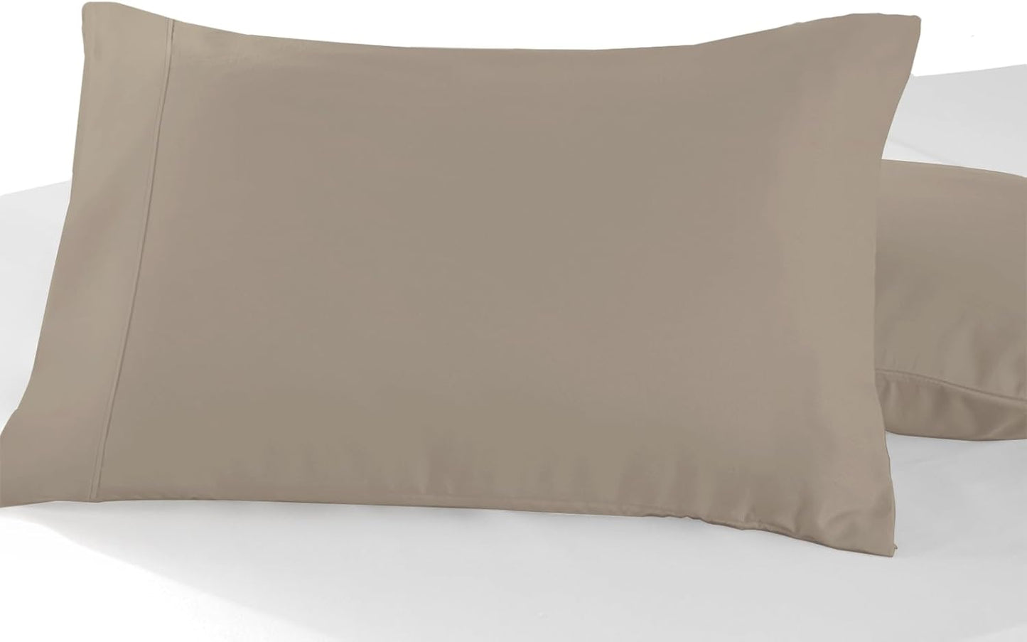 Pizuna Soft 100% Long Staple Cotton Breathable Cool Satin King Pillowcase Set of 2, Ivory, 18" x 18"