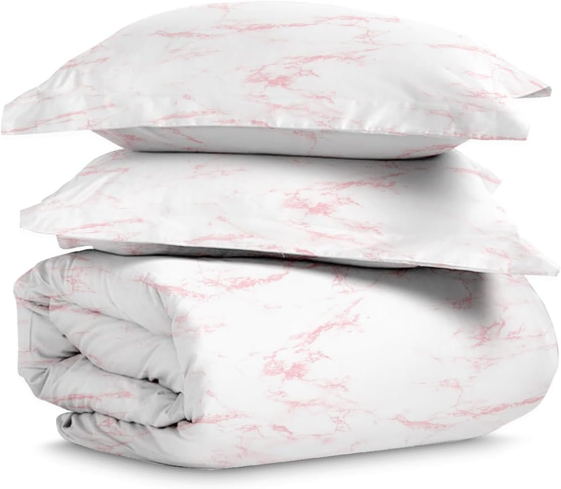 Pizuna Pure 100% Cotton Full Duvet Cover Set, Luxurious 400 Thread Count Long Staple Cotton Sateen Weave with Button Closure (Combed Grey Cascade Stripe Cotton Duvet Cover Full)