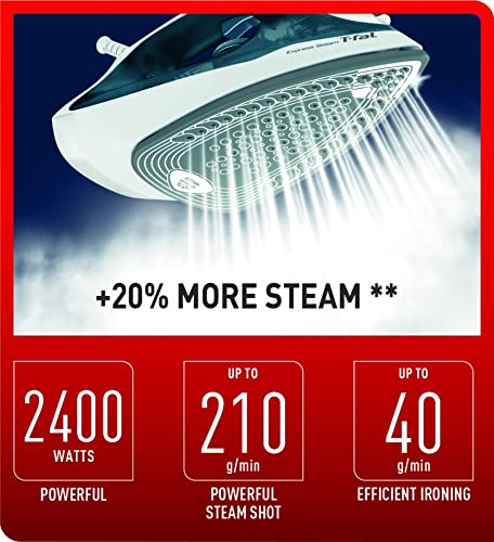 TEFAL Steam Iron | Express Steam Iron Steamer | 2600 W | 270 ml | Anti-scale | Purple | Ceramic Soleplate | 2 Years Warranty | FV2843M0