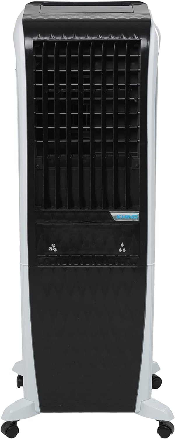 KHIND Frosty-3D 30L, Air Cooler with Remote, 3 Sided Honeycomb Cooling Pads, Activated Silver Cation for Fresher Air, Pop-Up Touchscreen, Energy Efficient, White & Black - EACT303D-WK-Made in China