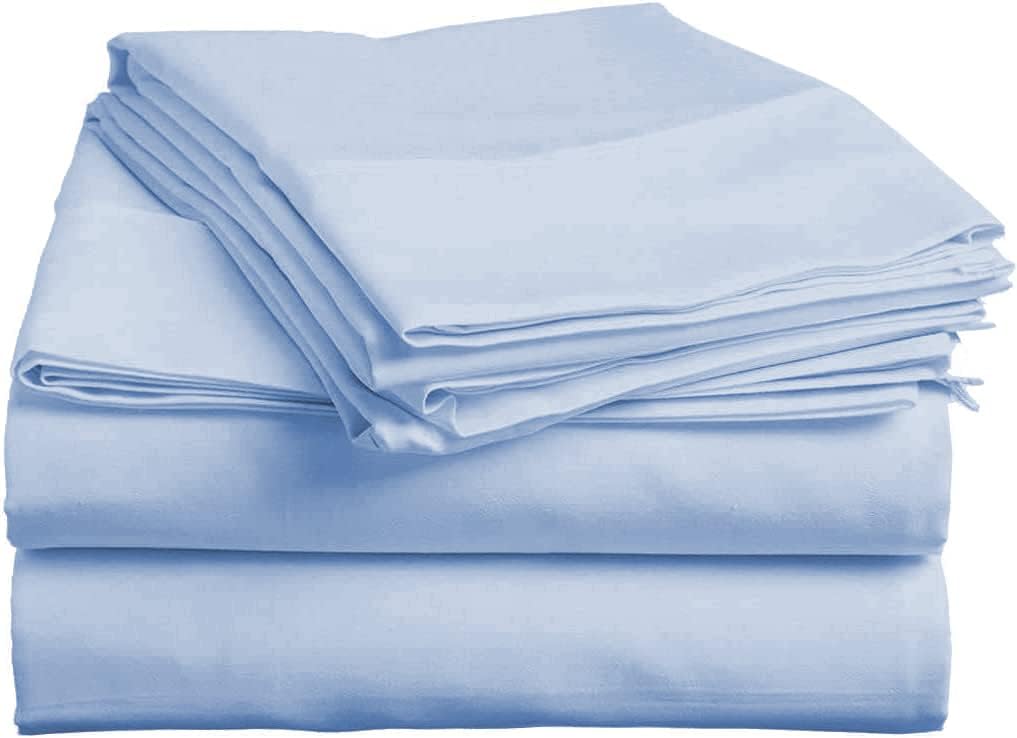 Split Head Flex King Sheets Sets for Adjustable Beds, Top Split King Sheet Set 4 Pcs, 800TC 100% Egyptian Cotton 18" Inch Deep Pocket - Split Down 34 inches from The Top, Navy Blue Stripe