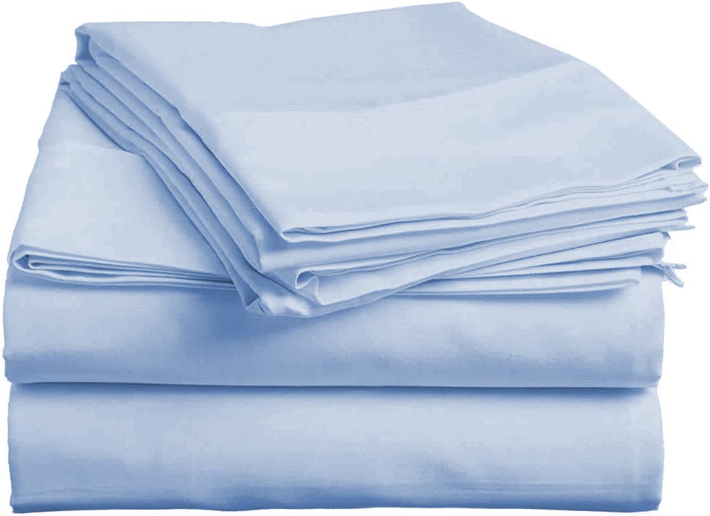 Split Head Flex King Sheets Sets for Adjustable Beds, Top Split King Sheet Set 4 Pcs, 800TC 100% Egyptian Cotton 18" Inch Deep Pocket - Split Down 34 inches from The Top, Navy Blue Stripe