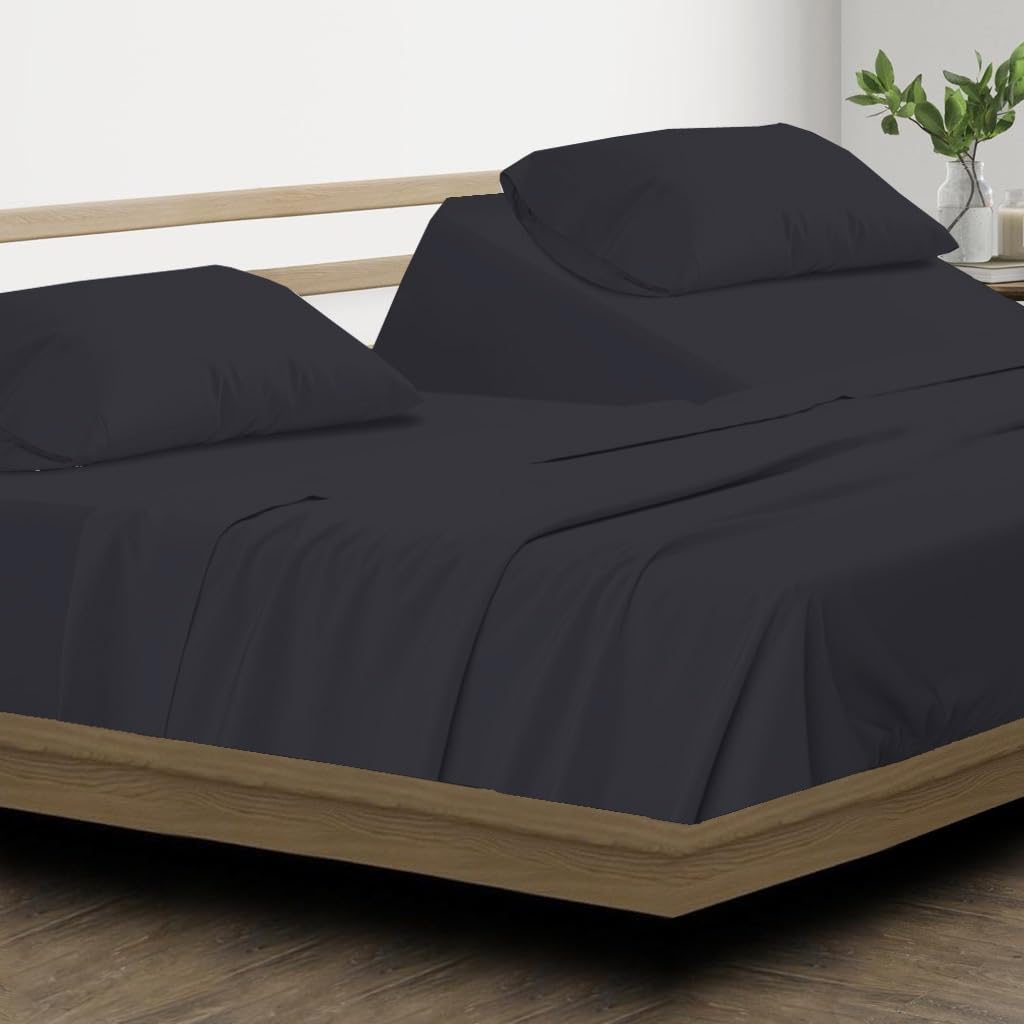Split Top California King Sheets Split Head California King Sheets Sets for Adjustable Beds - 100% Egyptian Cotton 800TC Split Head Flex Top 18" Deep Pocket - 34" Top Split Cal-King, Plum Solid