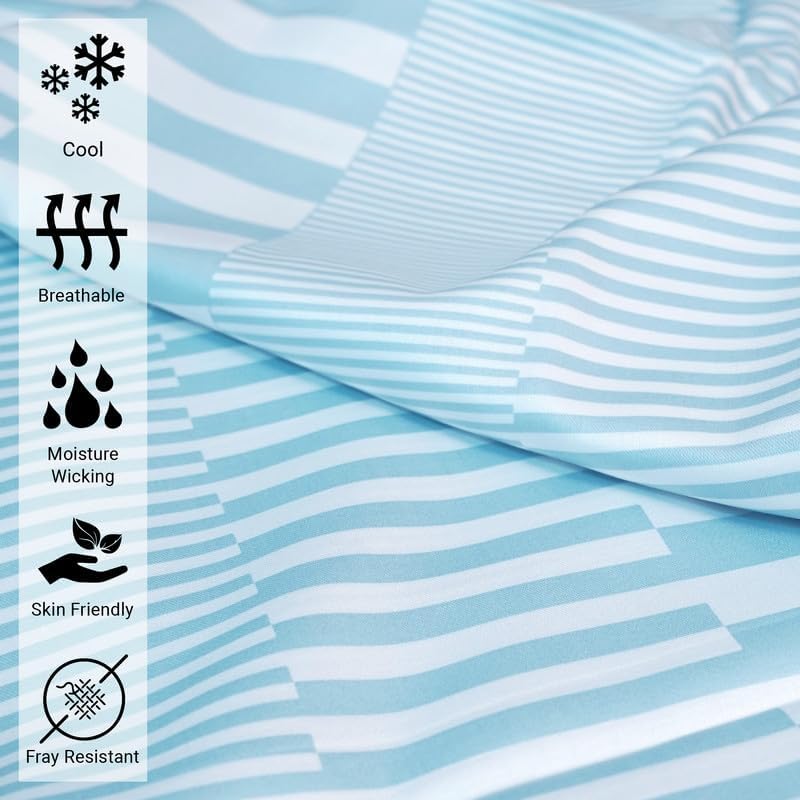 Pizuna Pure 100% Cotton Full Duvet Cover Set, Luxurious 400 Thread Count Long Staple Cotton Sateen Weave with Button Closure (Combed Grey Cascade Stripe Cotton Duvet Cover Full)