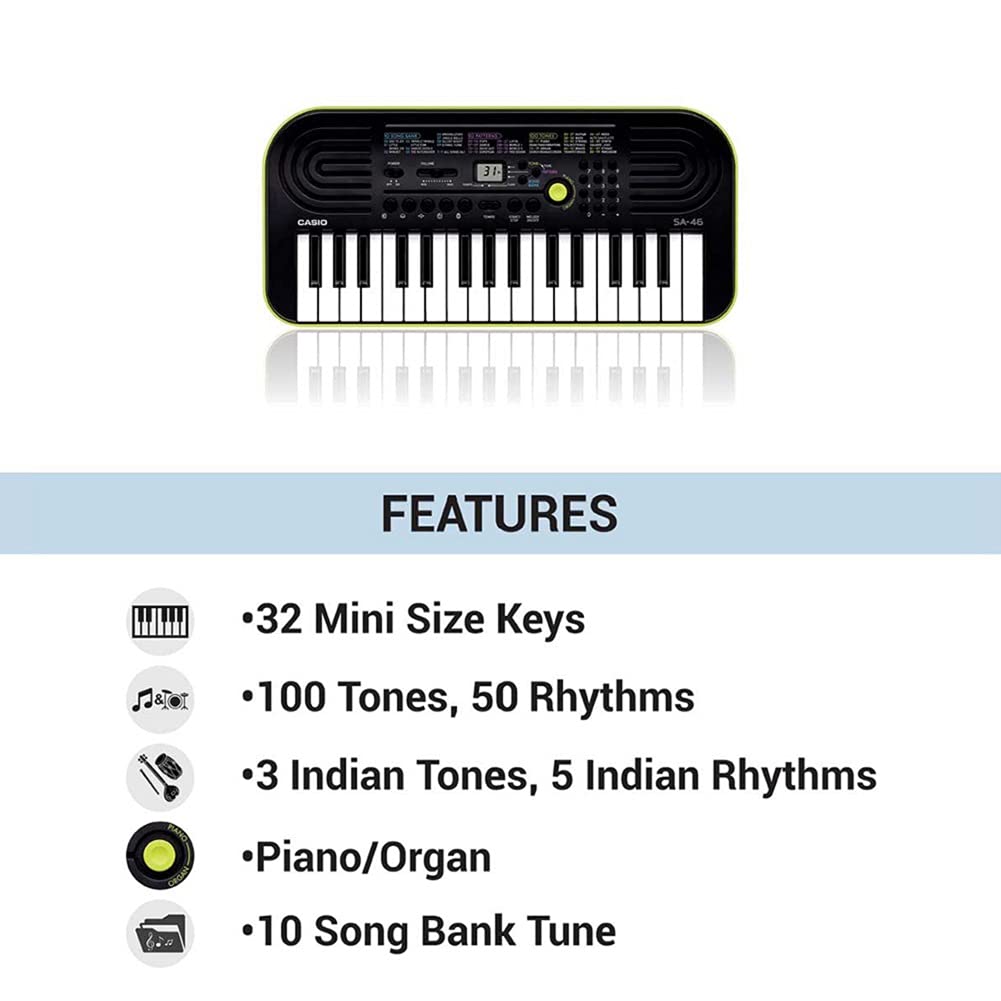 Casio SA-50 32 Mini-Keys Keyboard in White and Green