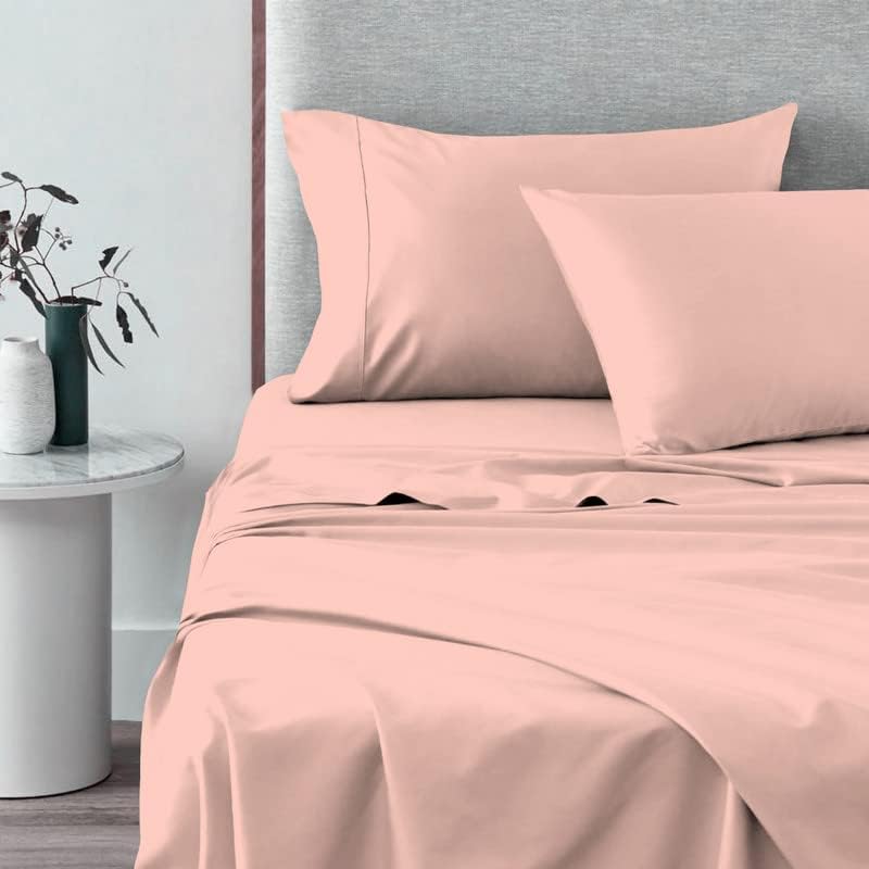 Pizuna Pure 100% Cotton Sheets Split King Size, 600 Thread Count Long Staple Cotton Crisp Sateen Sheets Split King with 15" Deep Pocket (Combed Black Cotton Sheets Split King)
