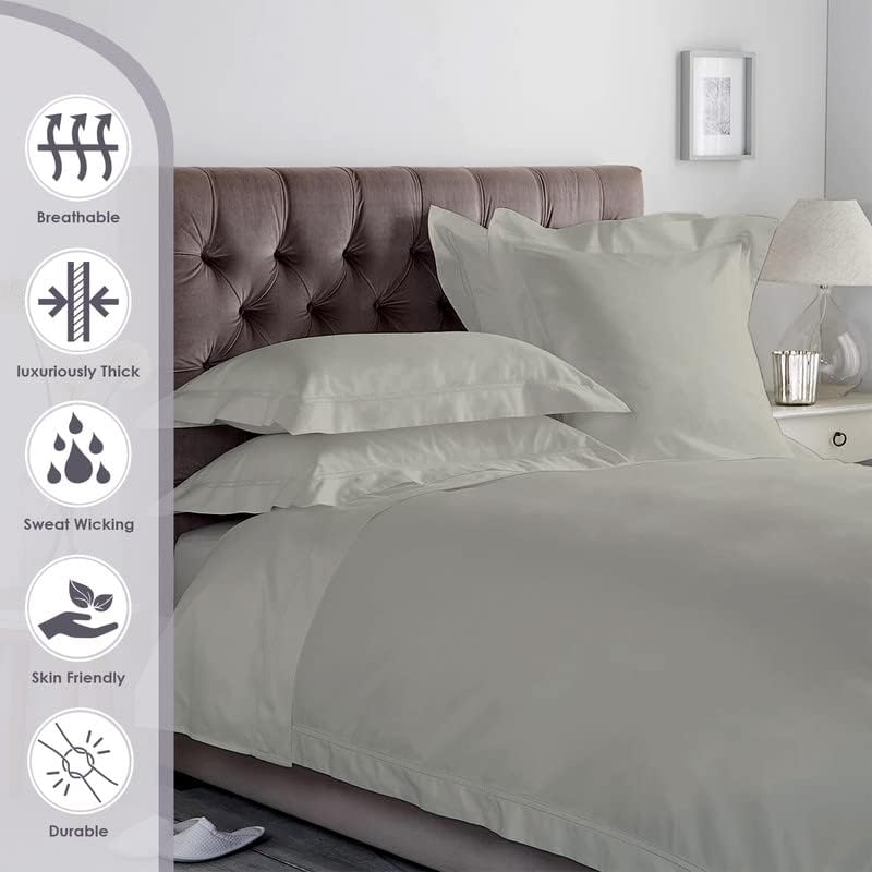 Pizuna Pure 100% Cotton Queen Duvet Cover Set, 800 Thread Count Long Staple Cotton Thick Sateen Weave with Button Closure (Combed Baby Blue Cotton Duvet Cover Queen)