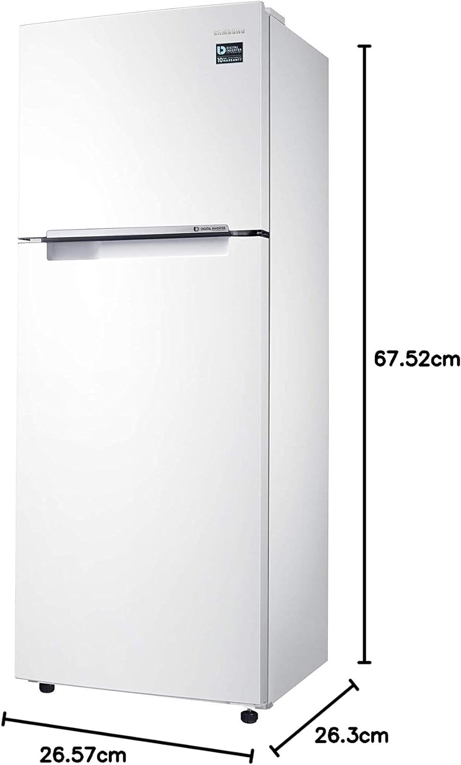 Samsung 450 Liters Top Mount Refrigerator, Twin Cooling Plus, Tempered glass shelves, White - RT45K5000WW, 1 Year Warranty
