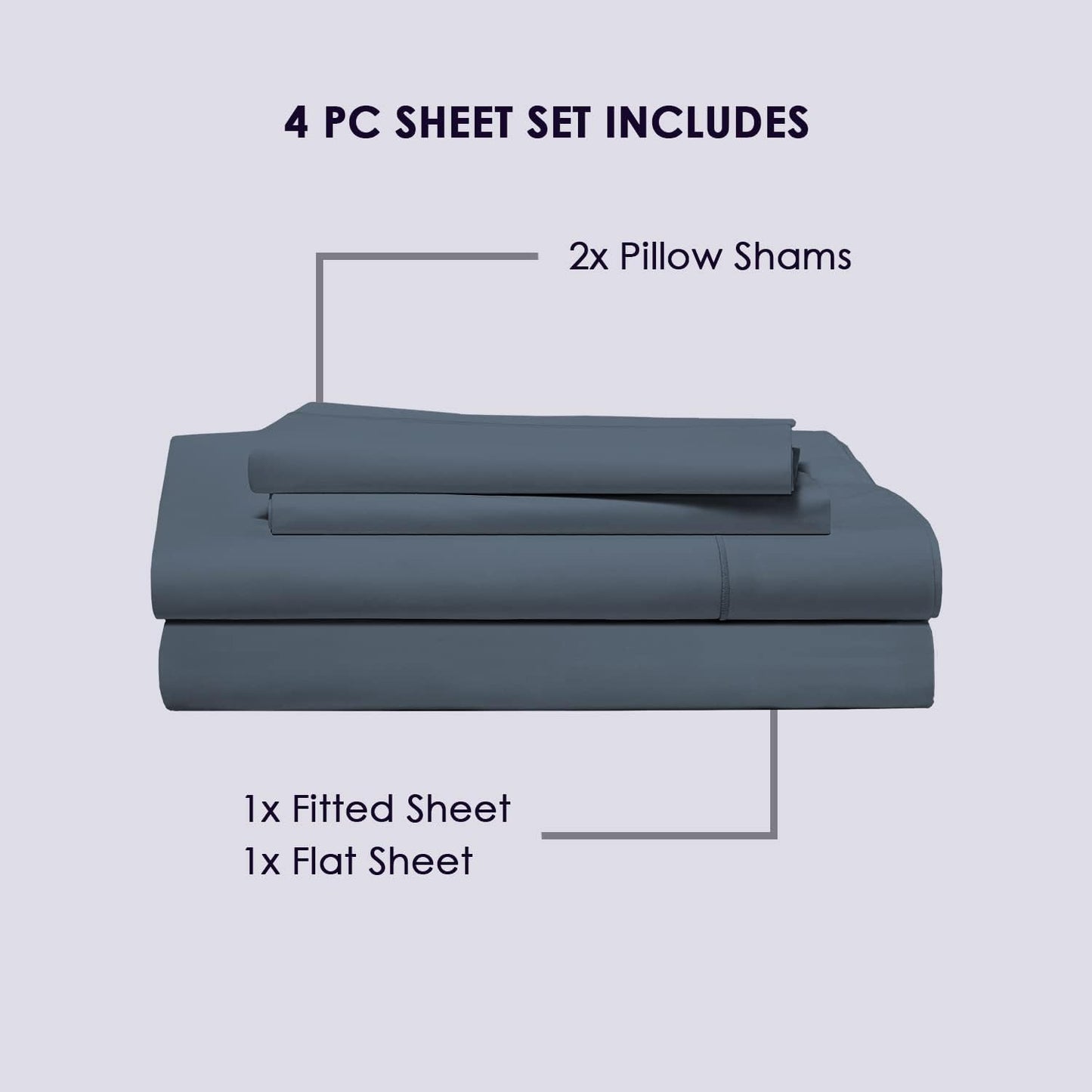 Pizuna Pure 100% Cotton Sheets Full Size, 800 Thread Count Long Staple Cotton Crisp Sateen Sheets Full with 15inch Deep Pocket (Combed dark blue Cotton Sheets Full)