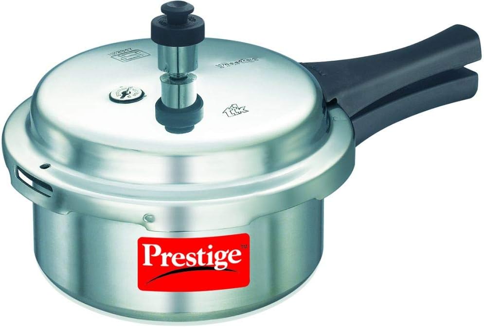 Prestige Popular Pressure Cooker | Aluminium Cooker with Lid 5 Ltr| Silver
