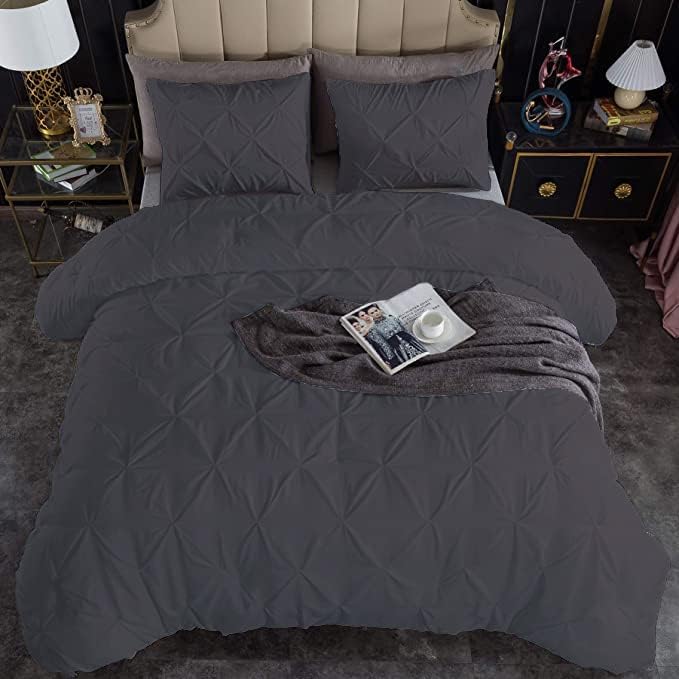 Premium Quality - King/California King Size (94" x 104") Inches, 3Pcs Pinch Pleated Comforter Set, 400GSM 100% Egyptian Cotton 800 Thread Count - Chocolate Solid