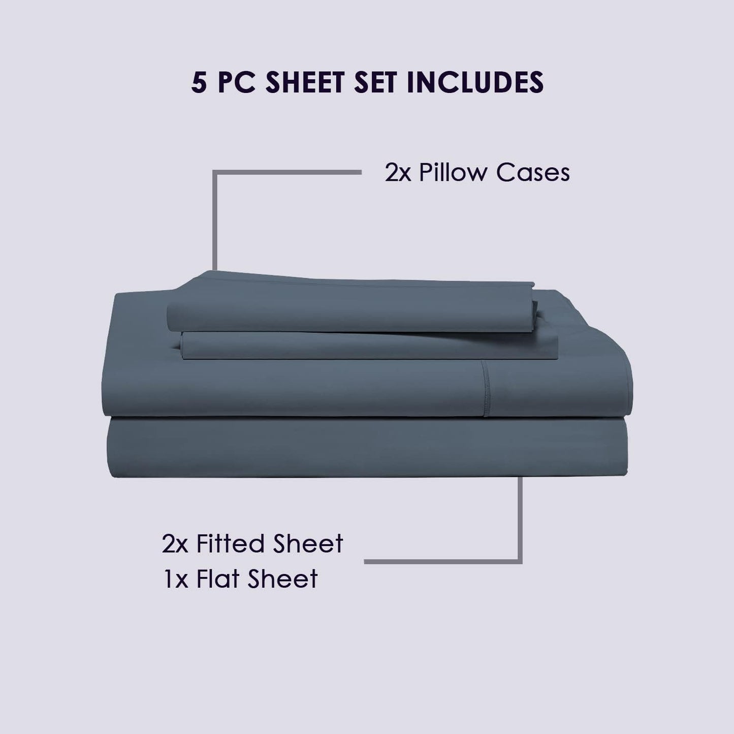 Pizuna 800 Thread Count Cotton Split King Sheets Set for Adjustable Bed Dark Blue, 100% Long Staple Cotton Smooth Sateen Bed Sheets fit Upto 15 inch Deep Pockets (Blue 5 pc Split King Cotton Sheets)