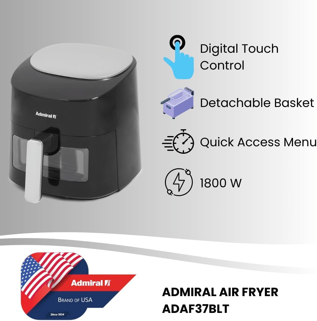 Admiral Air Fryer 3.7L, Oil Free Cooking, Digital Touch Control, Dishwasher Safe, 1300W