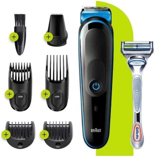 Braun Mgk 3245 All-In-One Trimmer 7-In-1 Beard Trimmer, Hair Clipper, Detail Trimmer, Rechargeable, With Gillette Proglide Razor, Blackblue