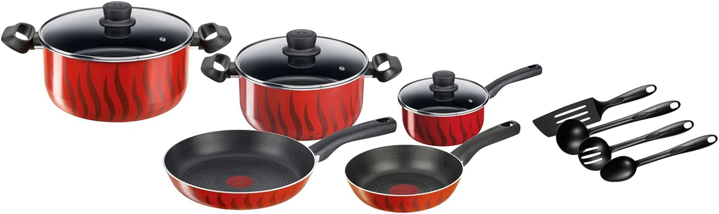 Tefal G6 Tempo Flame 32 Cm Non Stick Frypan With Thermo Spot, Red, Aluminium, C3040883