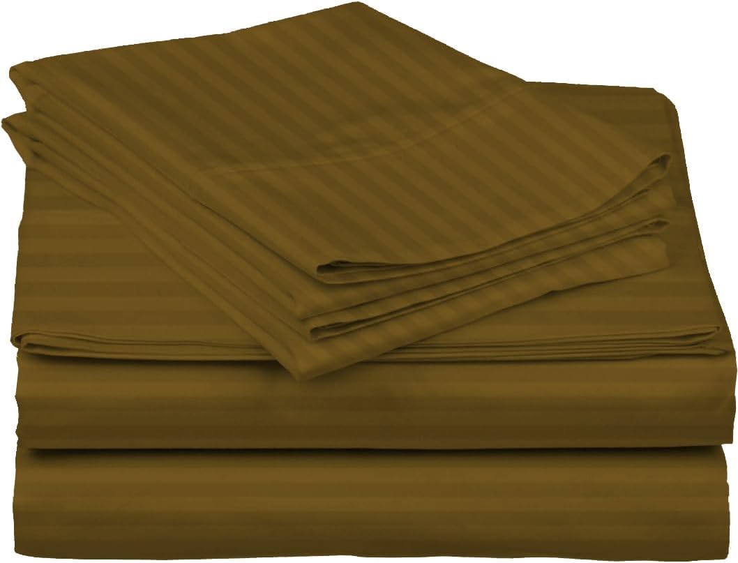 Split Head Flex King Sheets Sets for Adjustable Beds, Top Split King Sheet Set 4 Pcs, 800TC 100% Egyptian Cotton 18" Inch Deep Pocket - Split Down 34 inches from The Top, Navy Blue Stripe