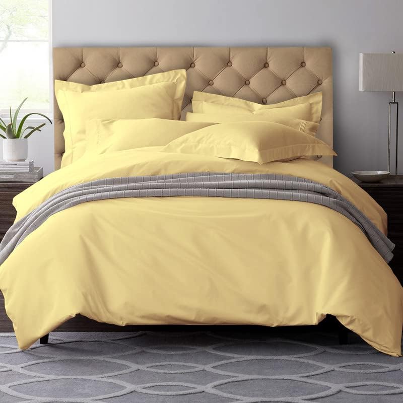 Pizuna Pure 100% Cotton Queen Duvet Cover Set, 600 Thread Count Long Staple Cotton Crisp Sateen Weave with Button Closure (Combed Simply Taupe Cotton Duvet Cover Queen)