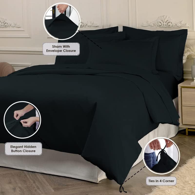 Pizuna Pure 100% Cotton Queen Duvet Cover Set, 800 Thread Count Long Staple Cotton Thick Sateen Weave with Button Closure (Combed Baby Blue Cotton Duvet Cover Queen)