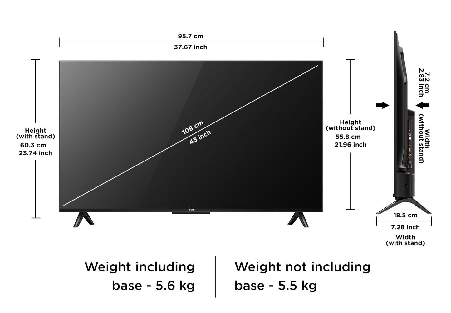 TCL 164 cm (65 inches) Bezel-Less Series 4K Ultra HD Smart LED Google TV 65P635 (Black)